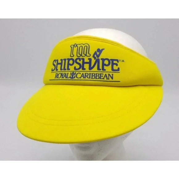 Vintage Royal Caribbean Cruiselines "I'm ShipShape" Yellow Adjustable Visor Hat - Picture 1 of 7